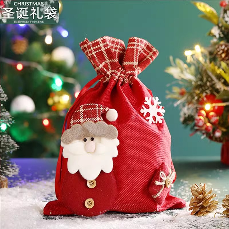 圣诞节苹果袋平安夜圣诞老人礼物袋 10个起售/小老人苹果袋、小雪人苹果袋、小麋鹿苹果袋高清大图