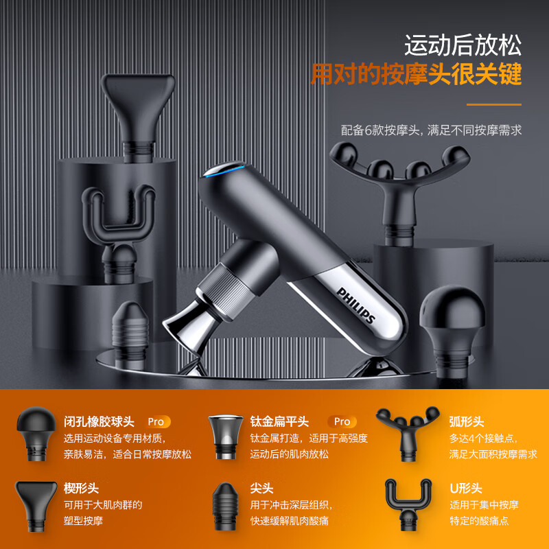 飞利浦(PHILIPS)筋膜枪肌肉按摩器 小金刚肩颈椎腿迷你按摩仪专业健身运动全身按摩枪送男女友礼物 小钢炮 5101G高清大图