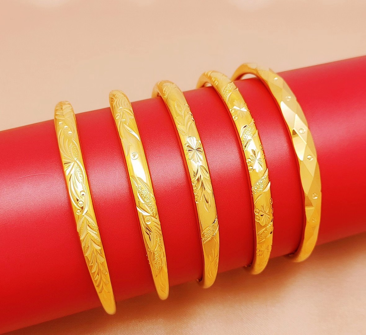 2020新款仿越南沙金手镯推拉铜镀金假黄金实心龙凤手镯女久不掉色送女朋友老婆情人节七夕生日礼物