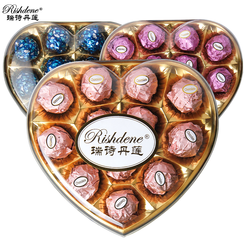 瑞诗丹莲心形盒装150g巧克力情人节送人女生爱心形零食女友生日礼物