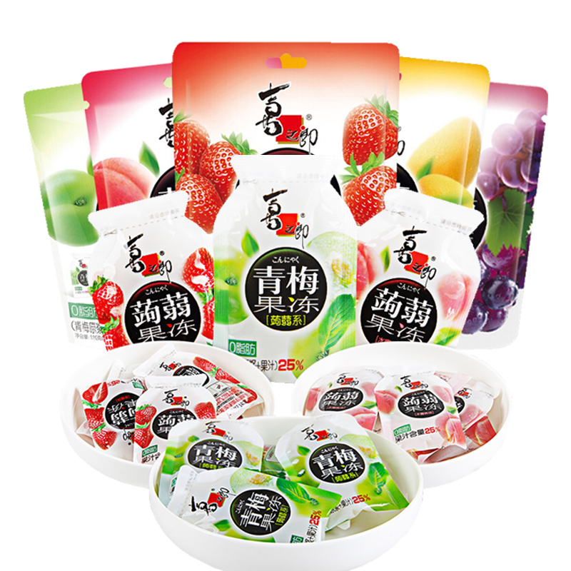 喜之郎蒟蒻果冻120g*5袋小包装可吸布丁水果汁味夏天吃的儿童网红解馋
