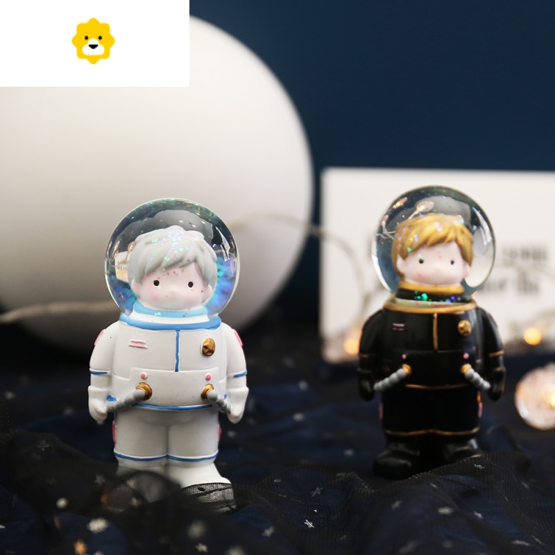 杂啊 星际宇航员树脂桌面摆件创意闪片装饰可爱水晶球女生节礼品 JING PING高清大图