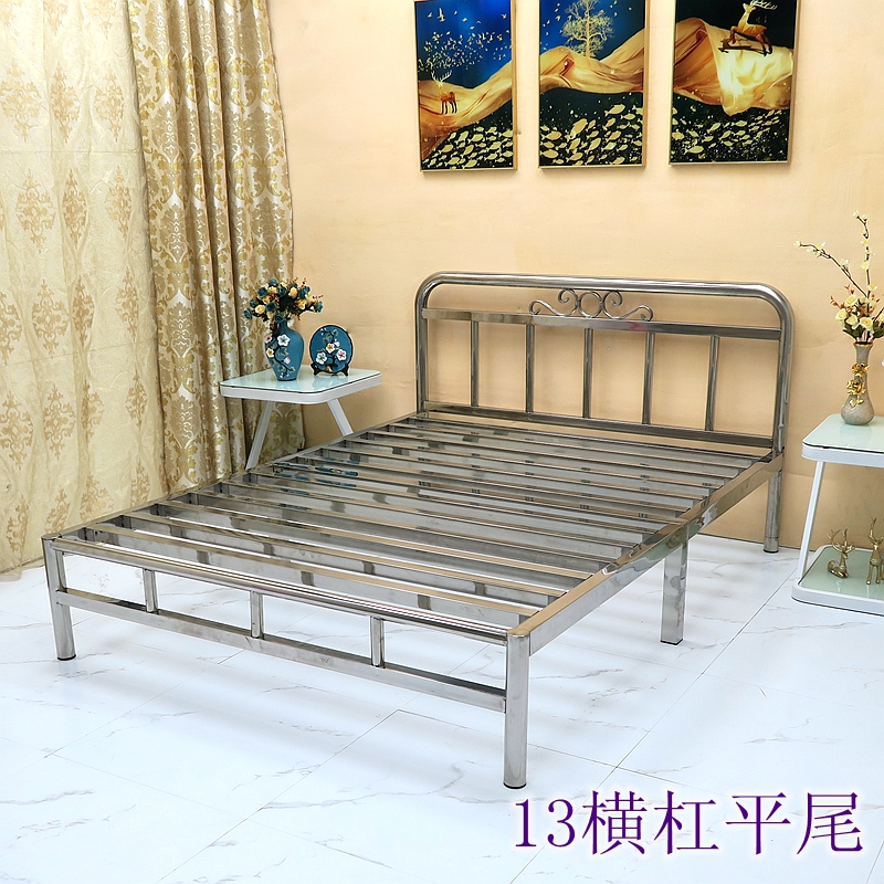 森美人现代简约欧式不锈钢床架加厚家用主卧床3041.5米公寓出租房床架子高清大图