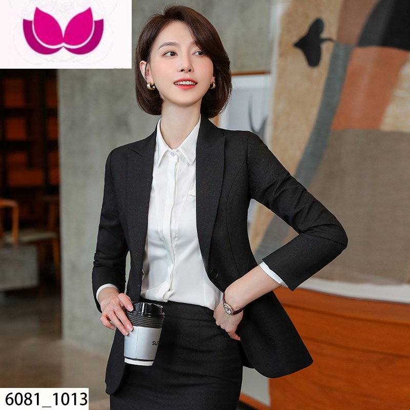 七斓高端职业西装套装女2023新款气质女士正装西服外套酒店经理工作服 S 单件黑色西装
