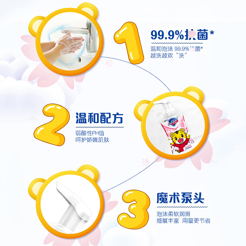 舒肤佳泡沫儿童洗手液 巧虎樱花225ml 抑菌99.9% 洗去99.9%细菌 勤洗手
