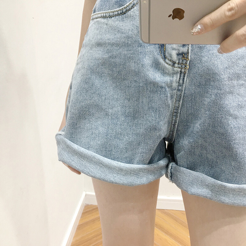 付臭美2018夏装新款韩版系带牛仔短裤女短款热裤休闲裤子下装百搭牛仔蓝