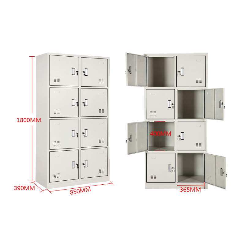 匡大 钢制铁皮储物柜换衣柜存包柜带锁碗柜鞋柜8门更衣柜KDG006高清大图