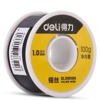 得力（deli）焊锡丝环保有铅焊接家用高纯度免洗锡线熔点低 小卷直径1.0mm重100g DL395100