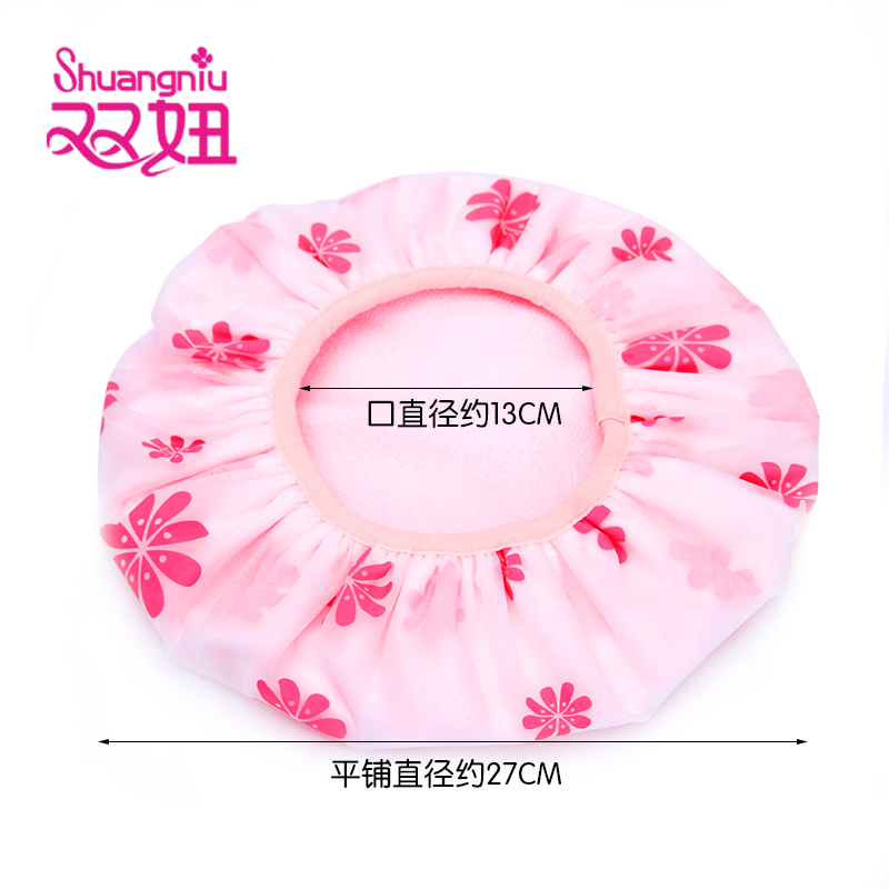 浴帽防水成人女款三合一加大印花双层焗油帽发膜洗澡淋浴帽干发帽 三维工匠 浅蓝色-三合一[买二送一,颜色随机]高清大图