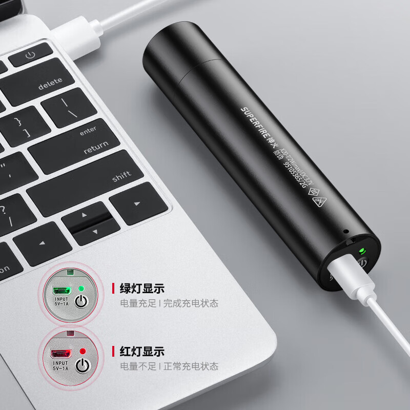 神火X20-T手电筒强光变焦远射高亮LED灯迷你便携家用户外灯黑色