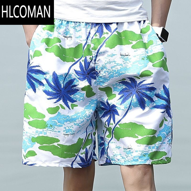 HLCOMAN夏天宽松休闲睡裤男士沙滩裤运动花短裤休闲七分大裤衩泳裤男同款