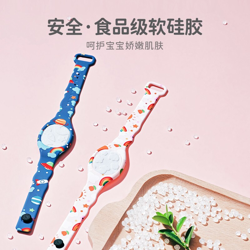 彩虹(RAINBOW)户外驱蚊手环儿童卡通植物精油硅胶驱蚊扣5006E-2 蓝色手环 2只装高清大图