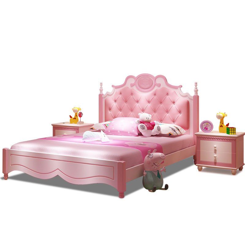 闪电客儿童床女孩公主床二胎床女童粉色单人床儿童房卧室家具套装组合