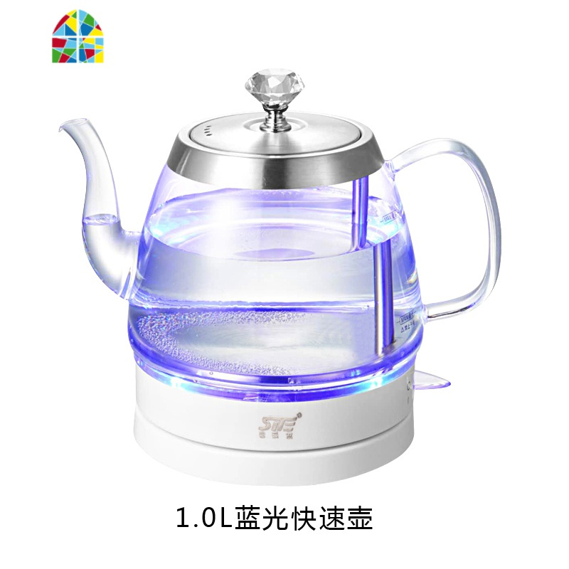 BL03A玻璃烧水壶电热煮水壶家用自动断电透明煮茶器 FENGHOU 1.2L快速壶+花茶具