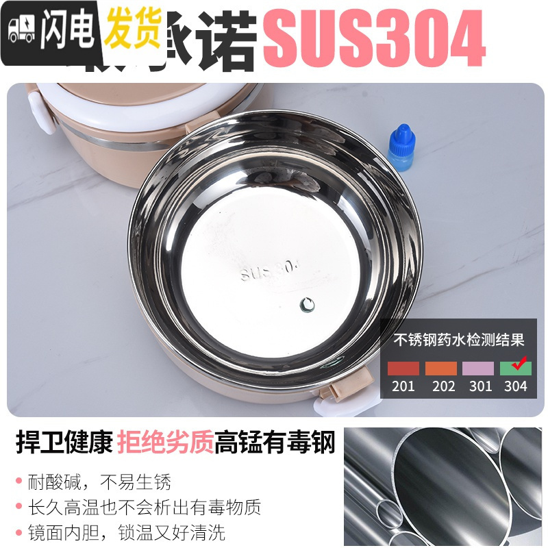 三维工匠多层成人304不锈钢保温饭盒分隔型超长便当盒层层带盖3便携4饭盒5 五层[北欧绿]送餐具+保温袋