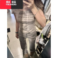 YIBUSHENG美式复古字母人像印花短袖t恤女季修身显瘦甜辣妹正肩短款上H