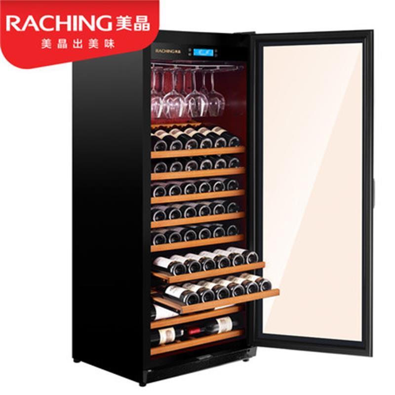 Raching/美晶 RC670S 红酒柜恒温冰箱酒柜实木家用酒柜茶叶冷藏柜 冰吧70-90瓶装 黑色带挂杯