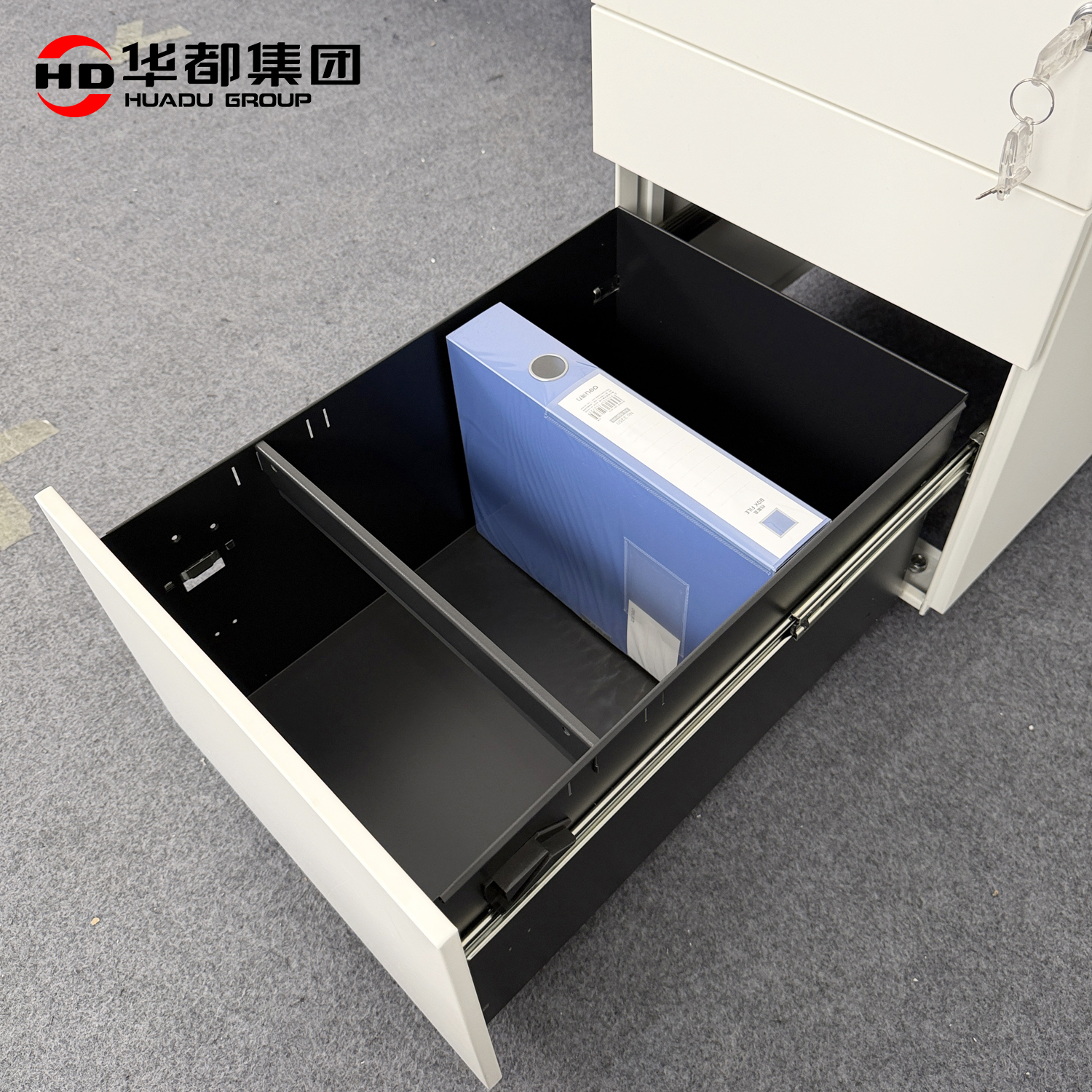 华都HDT-54 鹅颈三抽曜黑活动柜华都活动柜办公推柜三抽屉柜床头柜储物收纳柜桌下移动文件柜屏风矮柜高清大图