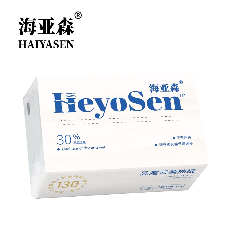海亚森 软包乳霜三层云柔抽纸 无香型 130抽/包 60包/箱(单位:箱)高清大图
