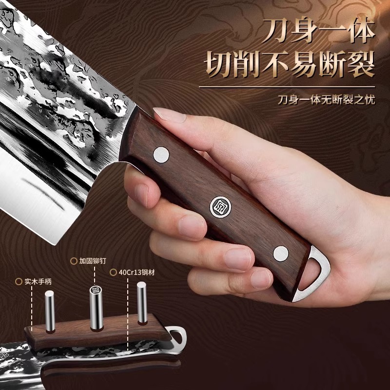 张小泉砍骨刀专用刀重型锰钢手工锻打剁骨刀屠夫商用大砍刀8138高清大图