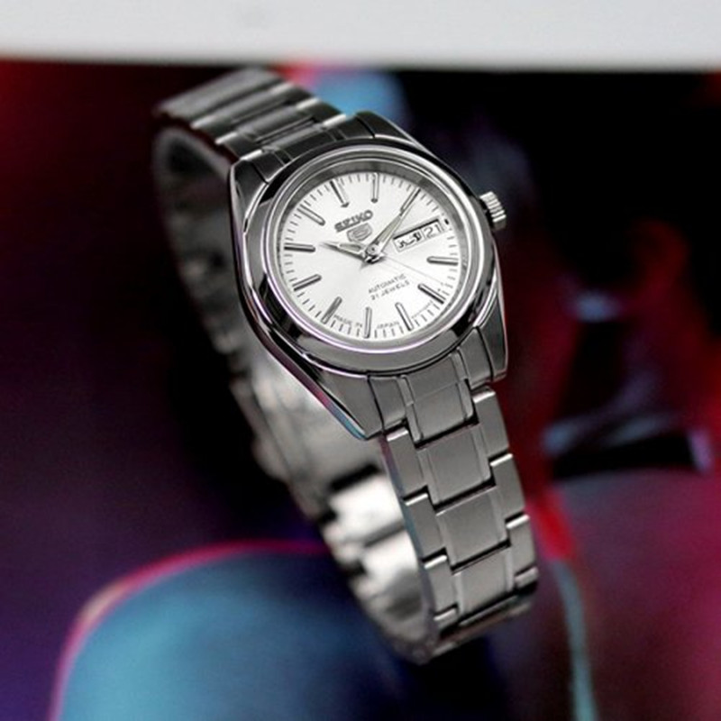 5号系列商务休闲白盘钢带自动机械表女 时尚白盘symk13j1官方正品