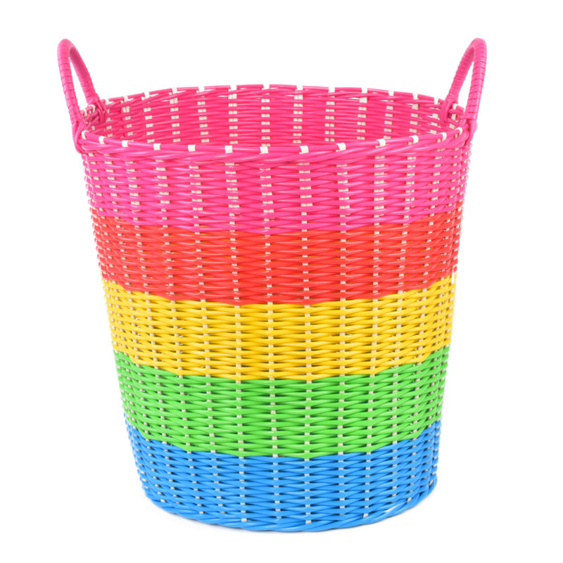 脏衣篮脏衣服收纳筐卫生间洗衣桶玩具收纳藤编织篮家用装衣服篮子 五彩色（高度42cm）