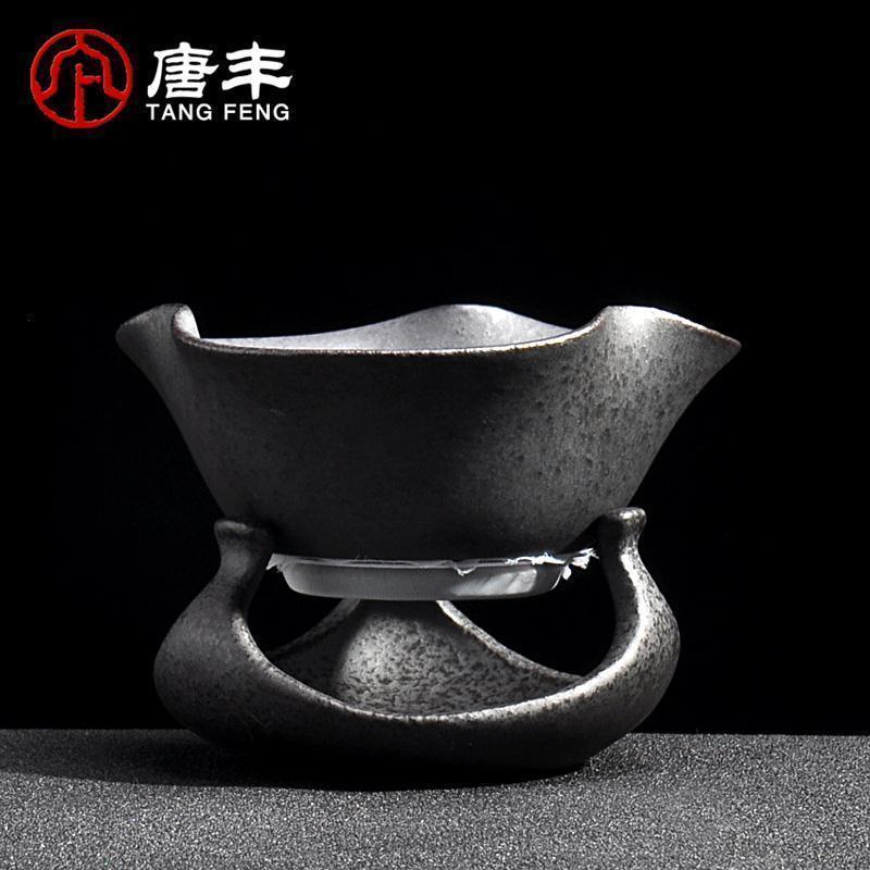 家柏饰(CORATED)黑陶功夫茶具过滤器茶漏套组陶瓷茶叶底托过滤茶道零配z高清大图