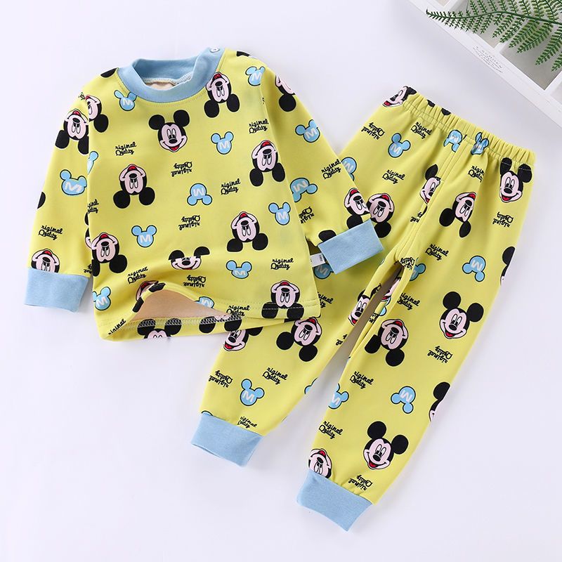 加绒加厚男童秋衣秋裤儿童保暖内衣套装女童宝宝小孩睡衣服秋冬季