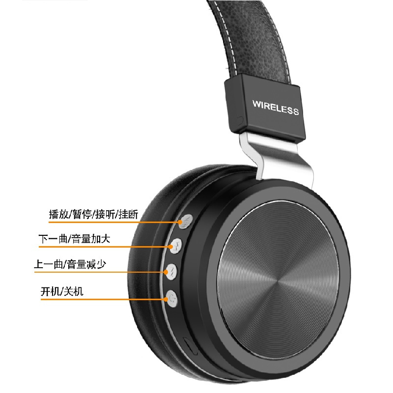 芷灵 无线头戴式蓝牙耳机HM-02 插卡/FM/插线 通话无线可伸缩可折叠
