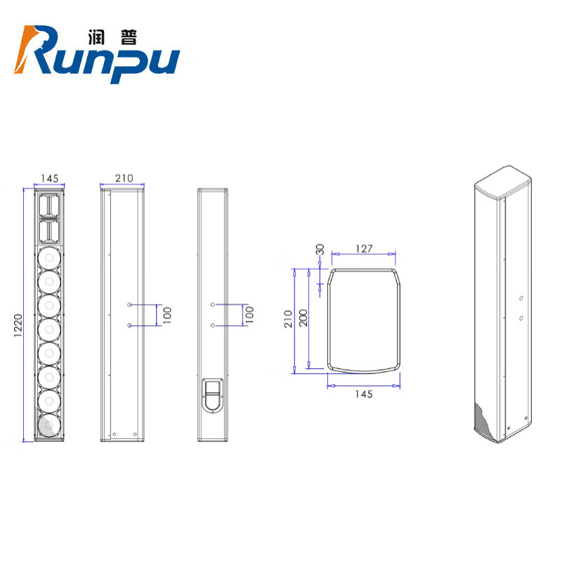 润普Runpu 会议音频视频无源线声源柱式扬声器喇叭RP-YPTZ20高清大图