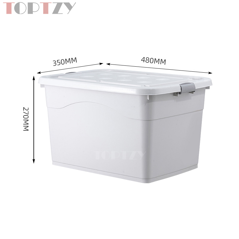 toptzy TZ3111301 塑料收纳箱衣服整理箱杂物储物箱子 60L浅灰色高清大图