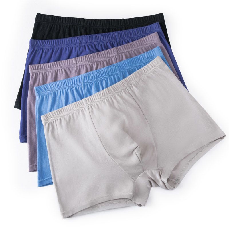 男士内裤透气平角纯色内裤宽松加大加肥四角裤 纯棉五条装随机发 5XL建议170-190斤