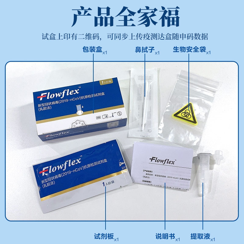 艾科Flowflex新冠病毒抗原自测检测试剂盒新冠核酸检测快筛自测可上传[1人份/盒]