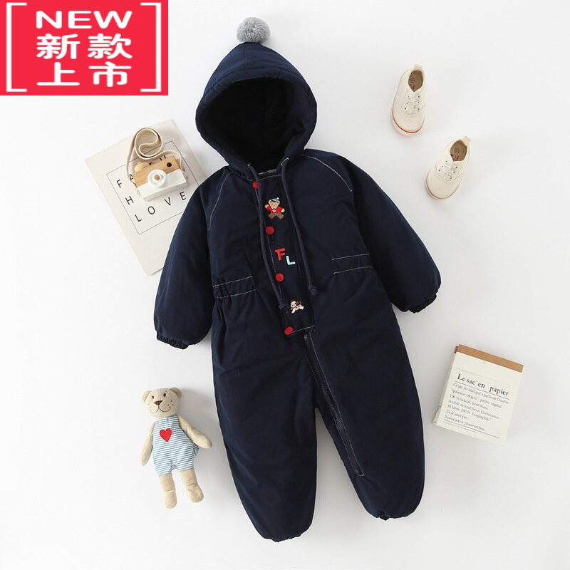 可莉允]冬儿童宝宝滑雪服加厚加绒保暖男童女童婴儿连体服棉服棉袄