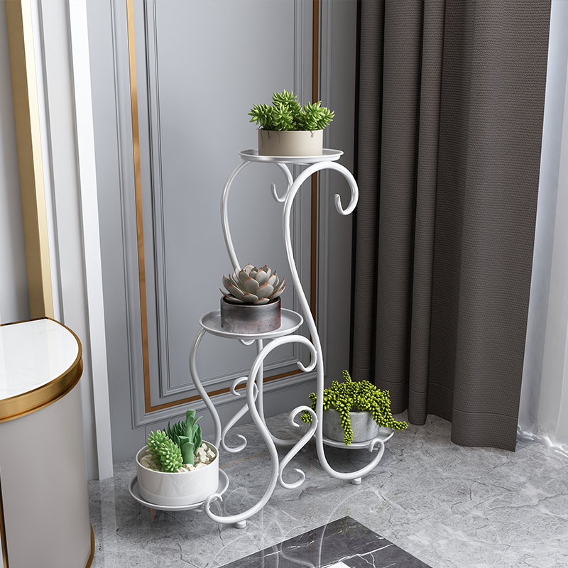铁艺多层花架子室内客厅阳台落地式绿萝多肉置物架家用简约花盆架_422高清大图