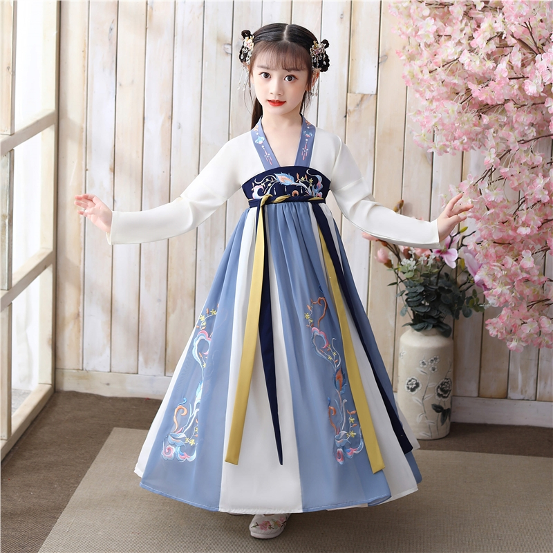 汉服女童古装中国风连衣裙秋装儿童咭木咭木jimujimu长袖古风襦裙超仙