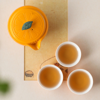 苏氏陶瓷(SUSHI CERAMICS)旅行茶具 心想事橙便捷功夫茶具套装 陶瓷快客杯带便携旅行包