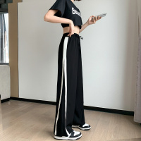 [1.5折价65元]唐狮 春秋季阔腿裤女宽松休闲侧面拼条阔腿裤高腰垂感面料升级加厚女裤