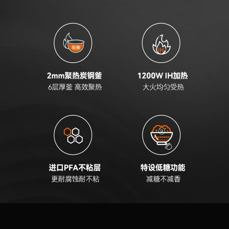 九阳(Joyoung)电饭煲 1200W大火力低IH电磁加热糖饭煲 304不锈钢蒸笼 24小时预约电饭锅高清大图