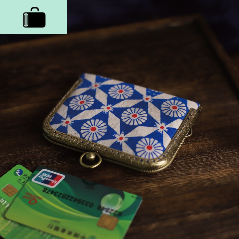 雙姊妹原创防消磁手工零钱卡包二合一超薄银行卡套卡包女小巧NEW LAKE女士钱包/卡包 蓝色