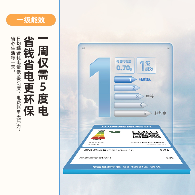 新飞(Frestec)300升减霜冰柜单温柜家用商用冰柜冷藏冷冻一键转换顶开门节能冷柜卧式一级能效BC/BD-300KJ