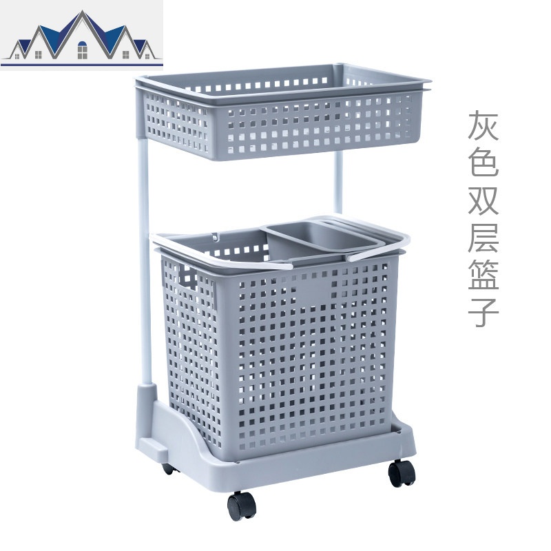 脏衣篮洗衣篮分层放衣服收纳筐床边洗手间浴室换洗衣服收纳筐篮子 三维工匠收纳篮 方形灰色两层