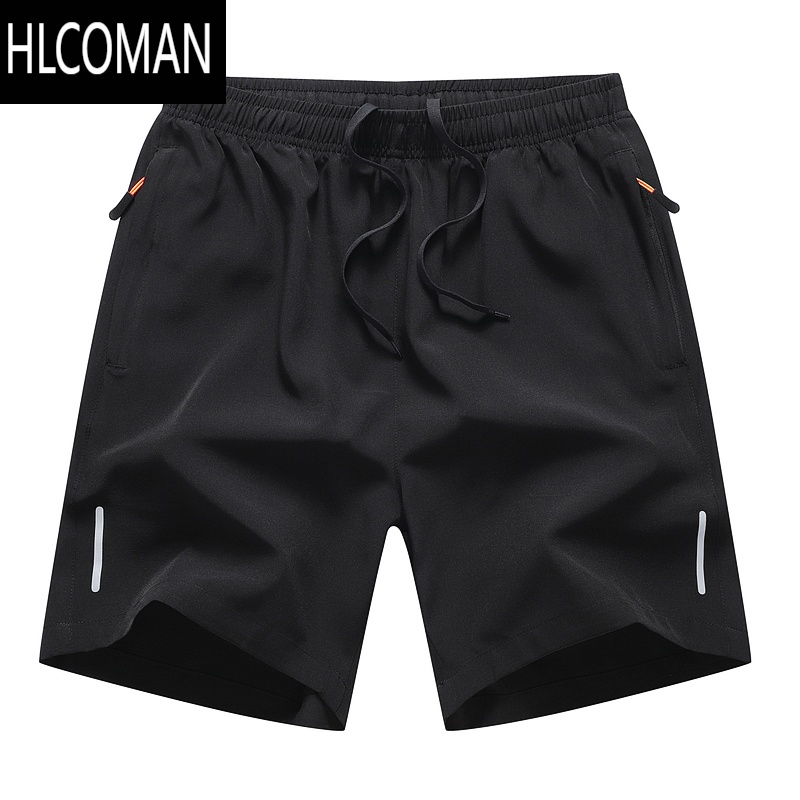 HLCOMAN短裤男运动夏季短裤男士轻薄透气冰丝凉感休闲速干裤运动五分裤 黑色(单条) XL125-140斤