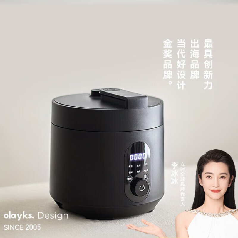 OLAYKS 立时电压力锅 3L 触摸控制 砂岩黑 单胆设计 家庭实用烹饪神器