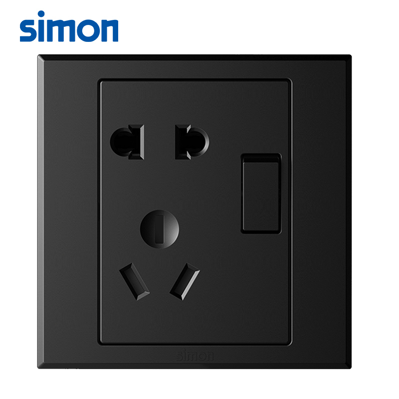 西蒙simon开关插座面板e3系列哑光黑色五孔插座带usb带单开86型墙面