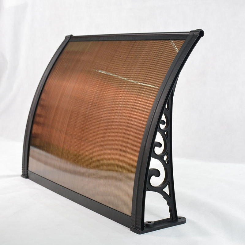 黑色塑钢支架 茶色阳光板 定制尺寸 雨棚雨搭屋檐家用遮雨棚户外防雨