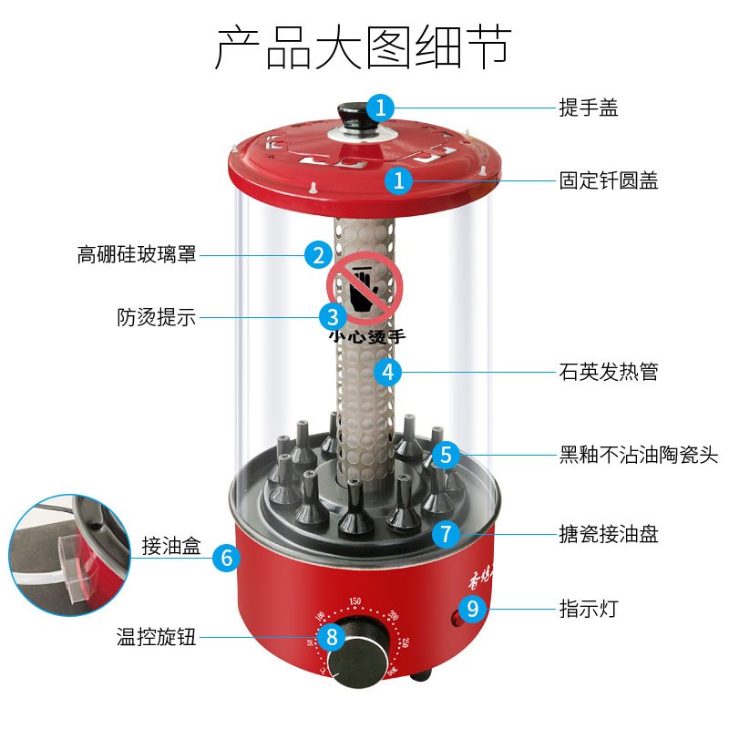 电烧烤机TK-12A电动烤肉机器家用商用室内无烟电烤炉自动旋转烤串机烤羊肉串红外线电烧烤炉