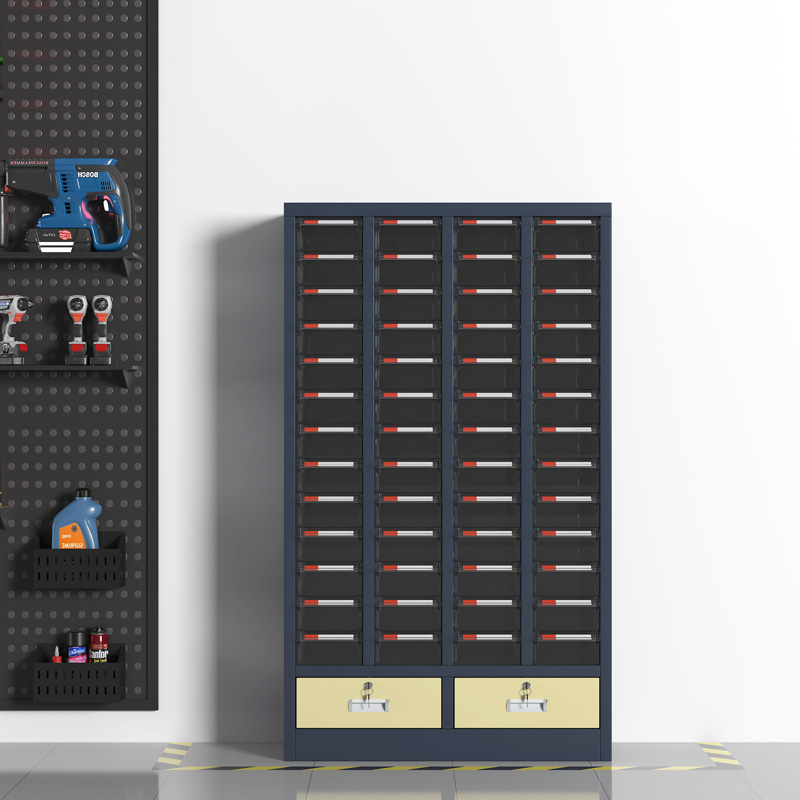 臻远 ZYLJG-W87 零件柜抽屉式工具柜电子元件柜螺丝柜物料柜 52抽透明无门加二斗大号高清大图