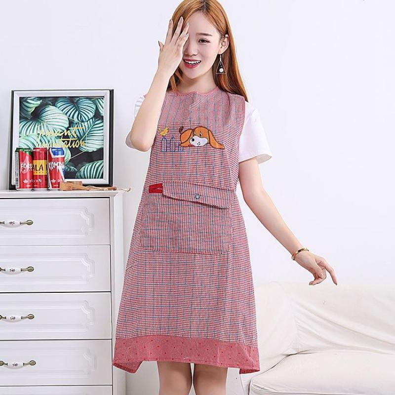 厨房坎肩围裙马甲围腰女无袖背心式韩版可爱米魁纯棉罩衣成人