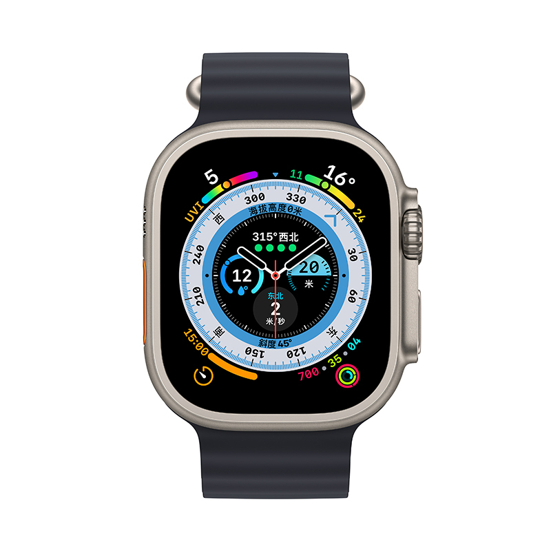 Apple Watch Ultra 智能手表 (GPS+蜂窝版)49mm 钛金属表壳 午夜色海洋表带